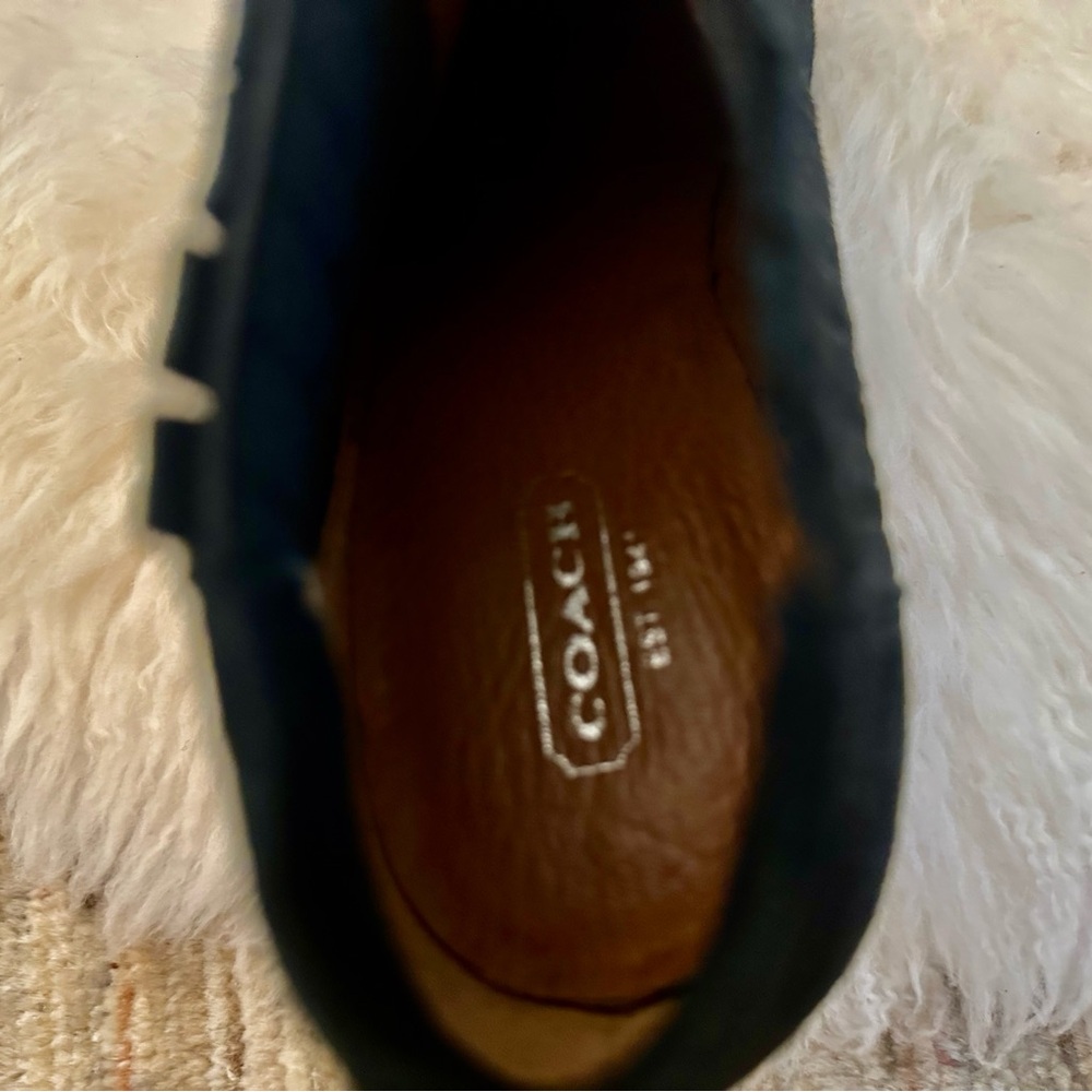 COACH Dovelyn Booties Black Suede Tortoise Spike Heel Pull On Shoes Womens 9B - Picture 10 of 12